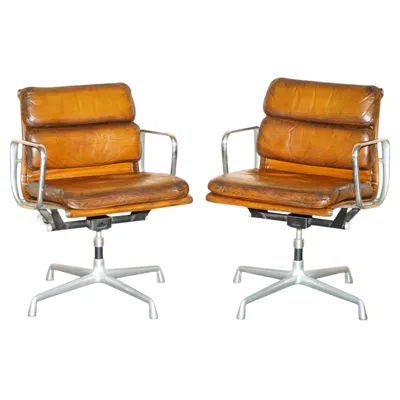 Pre-owned Herman Miller 1 Of 2  1977 Chanel Nyc Soft Pad Hand Dyed Leather Captains Chair In Brown