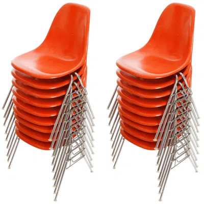 Pre-owned Herman Miller 18 Dss Stacking Chairs, Charles & Ray Eames, , Orange Fiberglass
