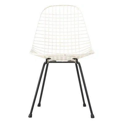 Pre-owned Herman Miller 1950s  Eames Dkx Wire Dining Chair In White With Black Base