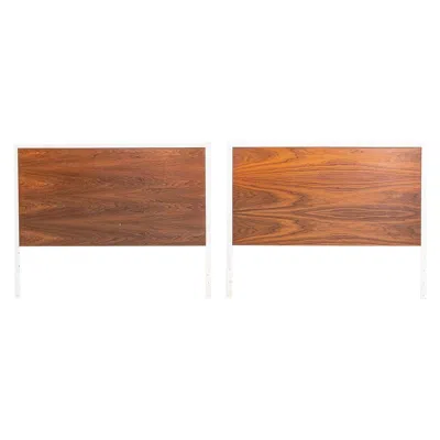 Pre-owned Herman Miller 1950s Pair Of George Nelson For  Steel Frame Twin Headboards Walnut In Brown