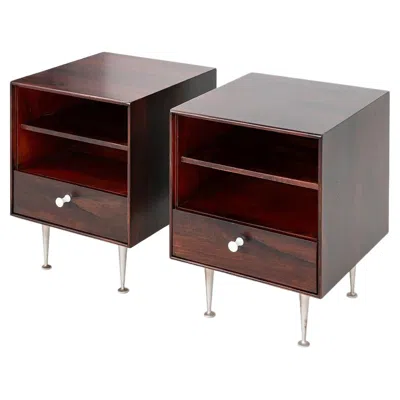 Pre-owned Herman Miller 1950s Pair Of George Nelson For  Thin Edge Rosewood Nightstands In Brown