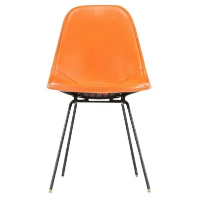 Pre-owned Herman Miller 1957  Eames Dkx Wire Dining Chair With Full Naugahyde Orange Pad