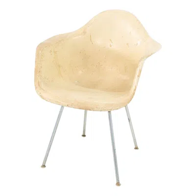 Pre-owned Herman Miller 1960  Eames Dax Dining Arm Shell Chair In Parchment Fiberglass In Orange