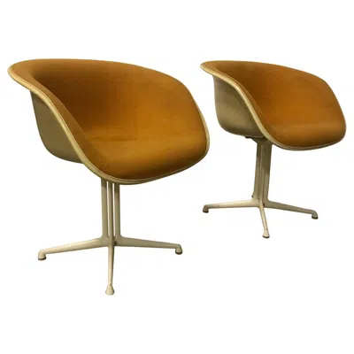 Pre-owned Herman Miller 1960, Ray And Charles Eames, Original La Fonda Chairs By Miller In First Fabric In Brown