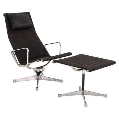 Pre-owned Herman Miller 1960s  Eames Aluminum Group Lounge Chair And Ottoman In Fabric In Black