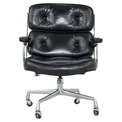 Pre-owned Herman Miller 1968  Eames Time Life Executive Desk Chairs In Leather, 4-star Base In Black