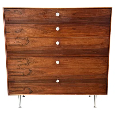 Pre-owned Herman Miller 1970's George Nelson Rosewood Thin Edge Tall Chest In Brown