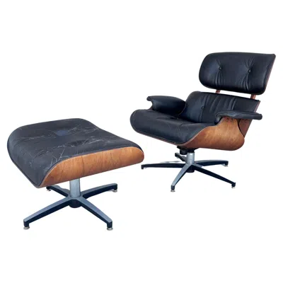 Pre-owned Herman Miller 1970s Mid Century Chair And Ottoman Styled After  In Brown