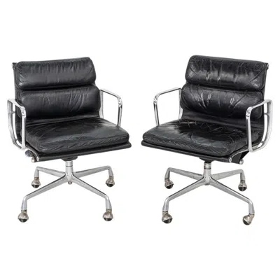 Pre-owned Herman Miller 1979  Eames Soft Pad Management Desk Chair In Black Leather