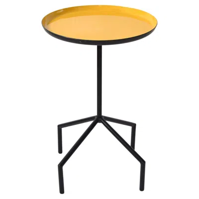 Pre-owned Herman Miller 1980  Style Yellow Enamel Tray Side Table Black Iron Gazelle Base