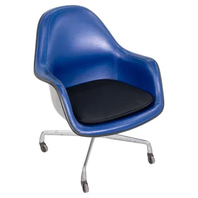 Pre-owned Herman Miller 1983  Eames Ec175 Fiberglass Desk Chair In Blue Naugahyde & Canvas