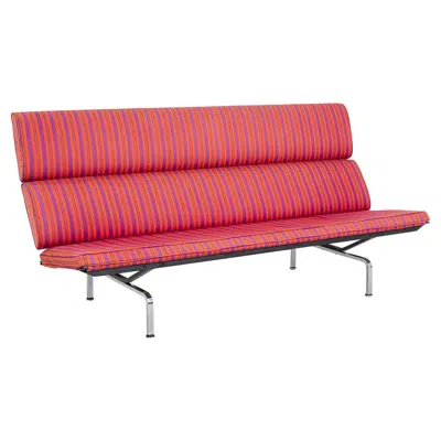 Pre-owned Herman Miller 1984  Eames Sofa Compact With Alexander Girard Miller Stripe Fabric In Brown