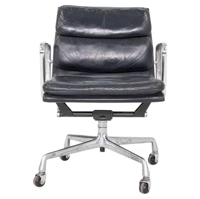 Pre-owned Herman Miller 1989  Eames Soft Pad Management Desk Chair In Black Leather