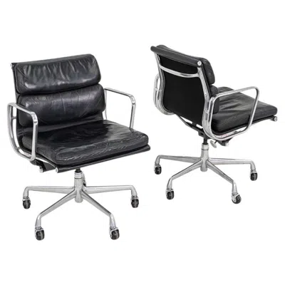 Pre-owned Herman Miller 1989  Eames Soft Pad Management Desk Chairs In Black Leather