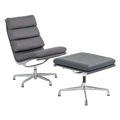 Pre-owned Herman Miller 1990s Eames Soft Pad Armless Lounge Chair And Ottoman With New Grey Upholstery In Gray