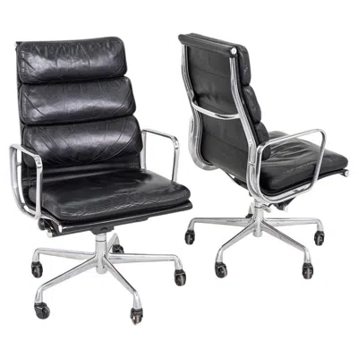 Pre-owned Herman Miller 1995  Eames Soft Pad Executive Desk Chair In Black Leather