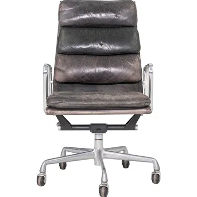 Pre-owned Herman Miller 1995  Eames Softpad Executive Desk Chair In Black/grey Leather In Gray