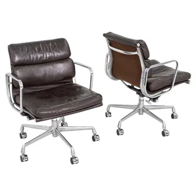 Pre-owned Herman Miller 1999  Eames Soft Pad Management Desk Chair In Brown Leather