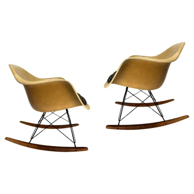 Pre-owned Herman Miller , 2 Shell Fiberglass Rar Rockers By Eames (old Edition) In Brown