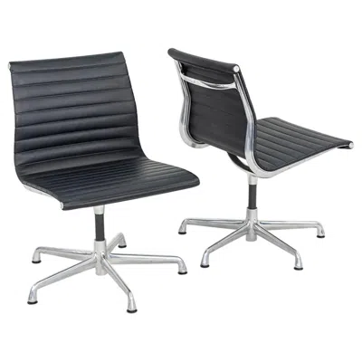 Pre-owned Herman Miller 2004  Eames Aluminum Side / Desk Chairs With Antler Bases In Black