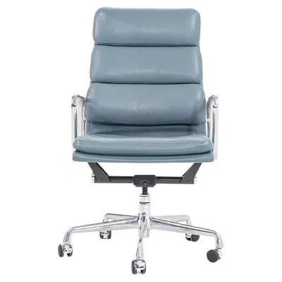 Pre-owned Herman Miller 2005  Eames Soft Pad Aluminum Executive Desk Chair In Blue Leather