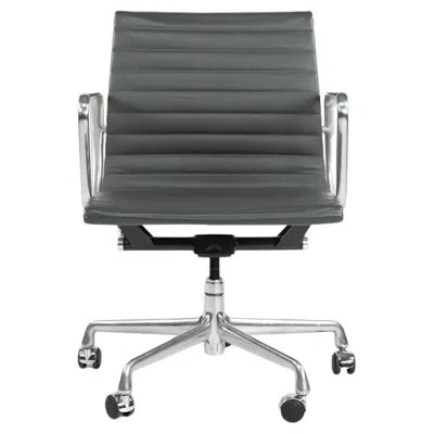 Pre-owned Herman Miller 2007  Eames Aluminum Group Management Desk Chair In Grey Leather In Gray
