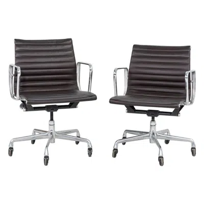 Pre-owned Herman Miller 2007 Herman Milles Eames Aluminum Group Management Desk Chair In Brown Leather
