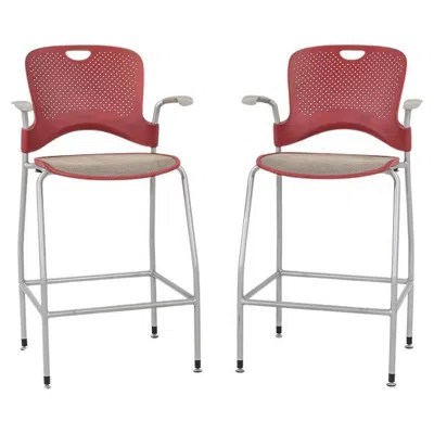 Pre-owned Herman Miller 2013 Jeff Weber For  Caper Stacking Bar Stool Red W/ Arms 11x Avail