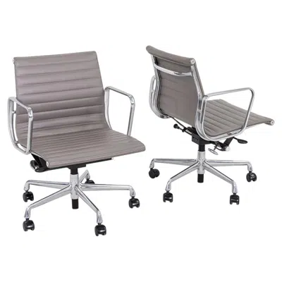 Pre-owned Herman Miller 2014  Eames Aluminum Group Management Desk Chairs In Grey Leather In Gray