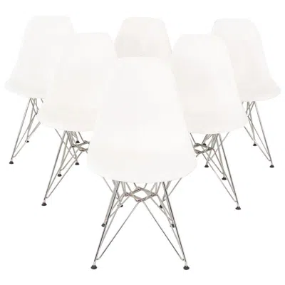 Pre-owned Herman Miller 2015 Set Of Six Eames Dsr Plastic Chairs In White Plastic With Eiffel Base