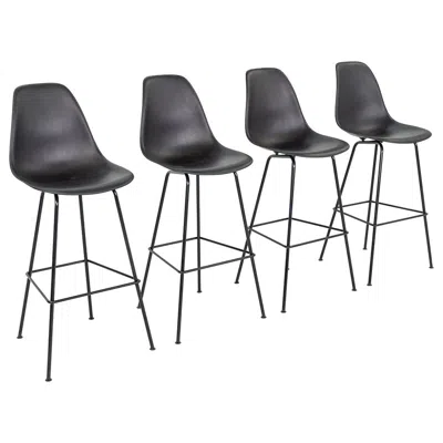 Pre-owned Herman Miller 2018 Set Of Four  Eames Plastic Bar Stools In Black