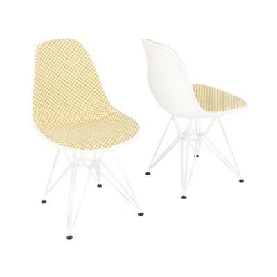 Pre-owned Herman Miller 2023 Pair Of  Eames Molded Plastic Side Chairs With Girard Fabric In White