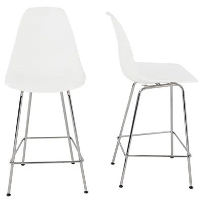 Pre-owned Herman Miller 2024 Pair Of  Eames Plastic Counter Stools With Chrome Bases In Gray