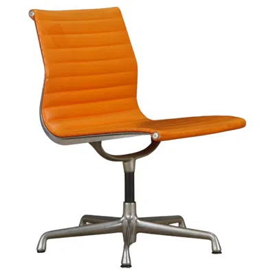 Pre-owned Herman Miller 'aluminum Group' Swivel Chair By Charles Eames For , 1980s, Signed In Orange