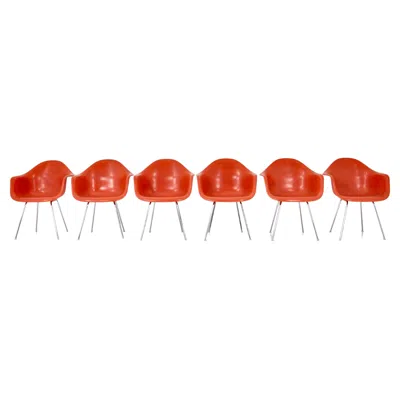 Pre-owned Herman Miller Armchairs By Charles & Ray Eames For , 1970s, Set Of 6 In Red