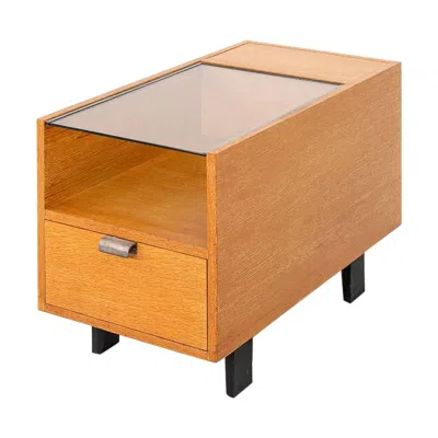 Pre-owned Herman Miller C. 1954 George Nelson For  End Table/cabinet With Glass Top In Brown
