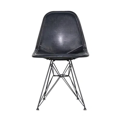 Pre-owned Herman Miller C. 1954  Eames Dkr-1 Wire Dining Side Chair With Black Naugahyde