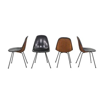 Pre-owned Herman Miller C. 1954 Set Of Four Charles & Ray Eames For  Dkx Wire Dining Chairs In Black