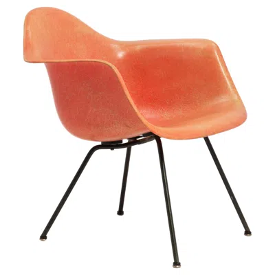 Pre-owned Herman Miller Charles & Ray Eames  Zenith Plastics Lax Rope Edge X Base Armchair In Orange