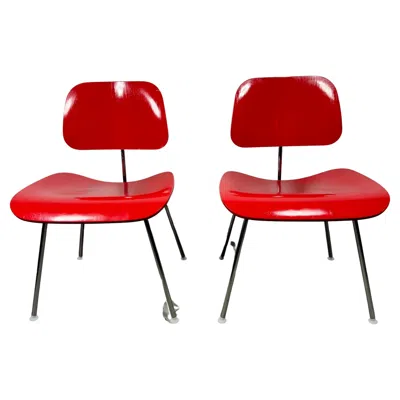 Pre-owned Herman Miller Charles And Ray Eames Red Beech Dcm Chairs, , Dining, Side Chair