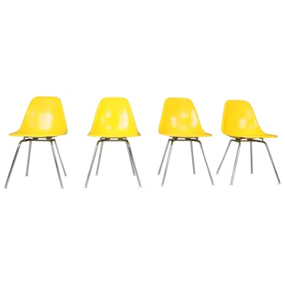 Pre-owned Herman Miller Charles & Ray Eames Set Of 4 Yellow "h-base" Chairs For , 1960