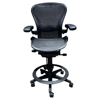 Pre-owned Herman Miller Classic  Aeron Chair Stool With Arms Adjustable In Black