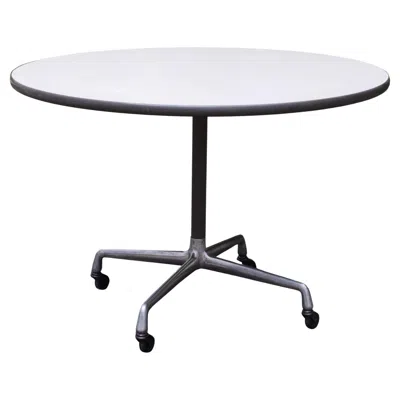 Pre-owned Herman Miller Eames Action Round Desk Table On Casters For , 70s, Vintage In Gray