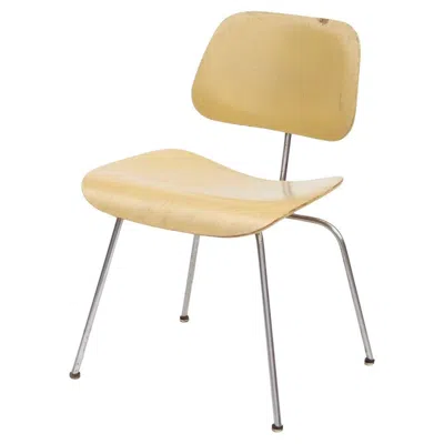 Pre-owned Herman Miller Eames Dcm Chair In Butter Yellow - Red Aniline Dye Finish