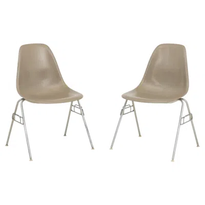 Pre-owned Herman Miller Eames For  Shell Chairs, Pair In Brown