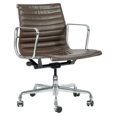 Pre-owned Herman Miller Eames  Brown Leather Aluminum Group Thin Pad Desk Chair, 2008