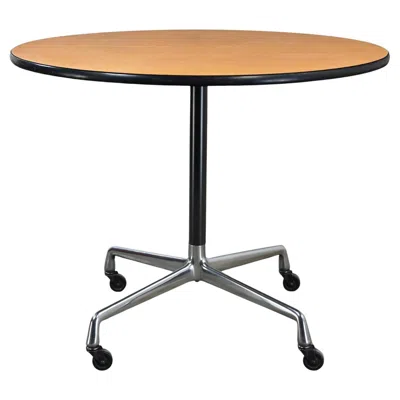Pre-owned Herman Miller Eames  Round Table Universal Base Casters & 36” Blonde Laminate Top In Sand