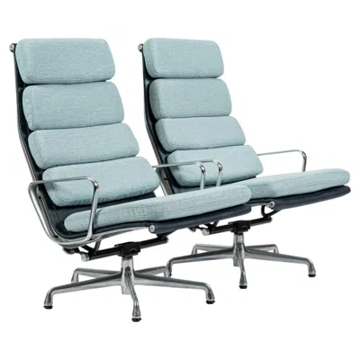 Pre-owned Herman Miller Eames Soft Pad Recliners,  Blue Gray Aluminum Group Lounge Chairs