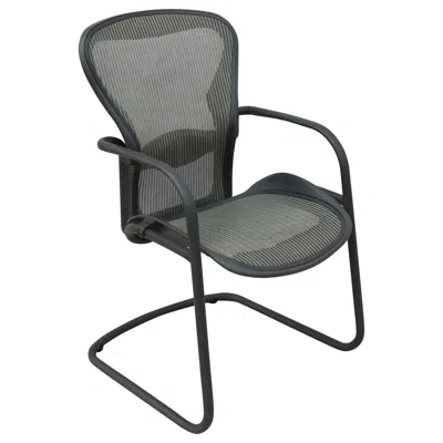 Pre-owned Herman Miller Ergonomic Aeron Side/guest Or Desk Chair Size B In Nickel Mesh In Gray