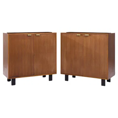 Pre-owned Herman Miller George Nelson For  Basic Series Walnut Two Door Cabinet - Pair In Brown